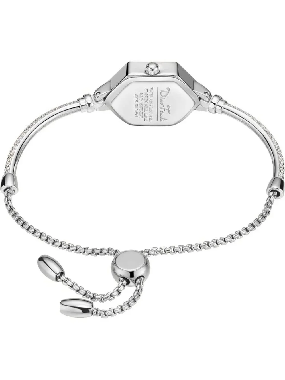 Women's Steel Shell - Black Diamond Dress Analog Hexagonal Mini Bracelet Watch